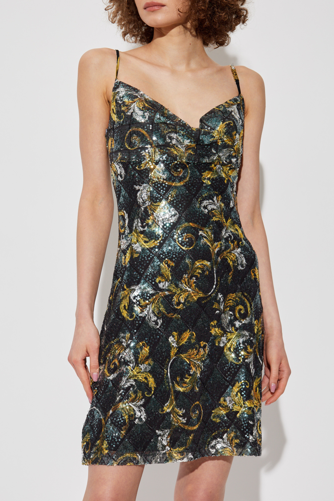 VERSACE ハロックフリントトレス 78HAO9B3NS636 G03 メタル メッシュ スリップ ミニ ドレス シルバー | VERSACE JP